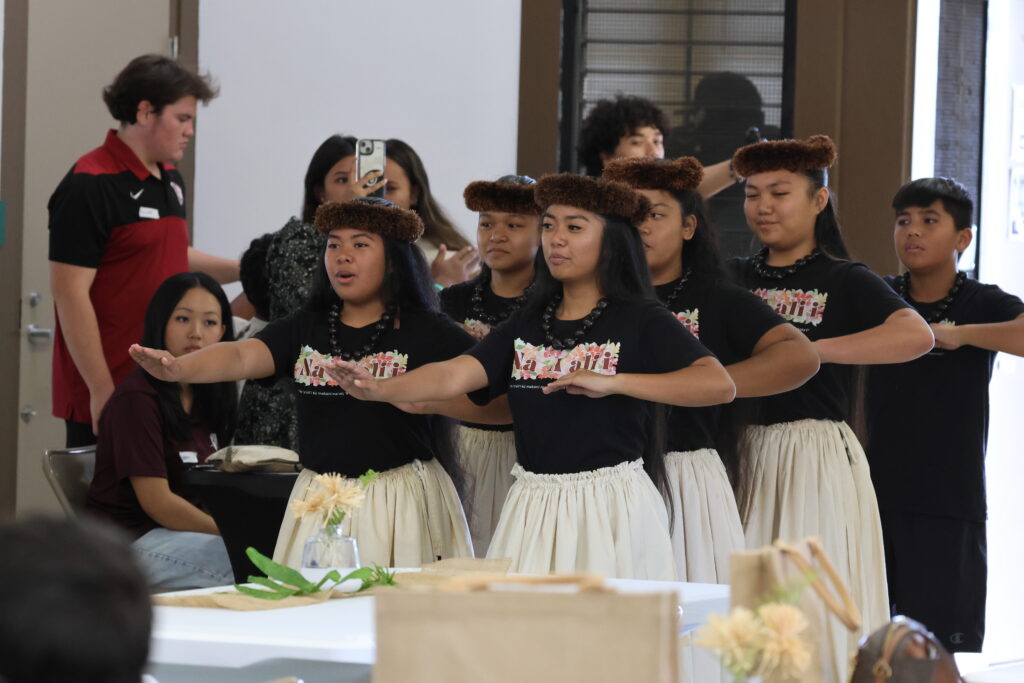The Zero Waste Youth Convergence opened with a traditional Hulu led by the Recycle Hawaii's Program director, Ulu Makuakane. Credit: Jennifer Makuakane